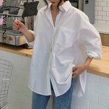 Solid Loose Women Shirt Spring Elegant Clothes Autumn New Cotton White Blouse Women Vintage Long Sleeve Tops Blusas