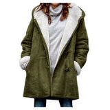 Intellectual Simple Original Style Solid Color Leisure Button Cardigan To Keep Warm Medium And Long Hooded Lady's Coat-Outfit