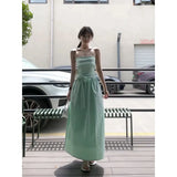 Fongt Dress 2025 Summer New French Temperament Bow Bows Folded Long Breast-Wearing Skirt