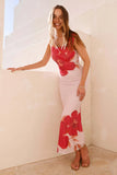 Fongt Women's New 2025 Summer Sexy Strip Slings Flower Prints Long Dress