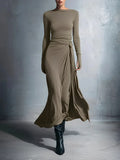 Fongt Women's Dress Irregular Sexy Body Dress Temperament Folded Dress