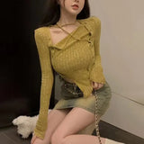Crop Tshirts Women Spring T Shirt Sexy Vintage Long Sleeve SlimChic Streetwear Female Tee Korean Style-Outfit
