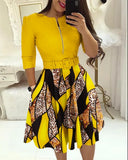 New Ladies' Fashionable Long-Sleeved Dress With Belt-Outfit