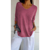 Fongt Casual Sweater Basic Thin V-Neck Seven-Sleeve Solid Female Bottoming Shirt Ice Cream Color