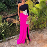 Temperament Dress Women 2025 Spring New Fashion Body Splicing Design Feel Waist