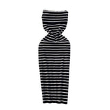 Fongt Thoracic Striped Knitted Dress Elastic Slimming Temperament High-End Ass Skirt