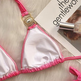 Fongt 2023 New Bikini Sexy Gradient Print Strap Swimsuit, Luxury Crystal Diamond Vacation