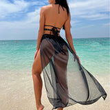 2023 New Plain Dress With Waist-Eye Strapped Three-Piece Swimsuit