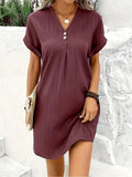 Fongt Women's 2025 New V-Neck Solid Color Jacket Comfortable Casual Button Dress