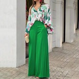 Fongt Women's Dress 2025 Printed Shirt Long-Sleeved INS Style Trousers Fashion Winter Wear Set