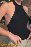 Woman Black Bodysuit Backless Bodysuits Summer Solid Overalls 2023 Hater Top Streetwear Bodycon Sexy Sleeveless
