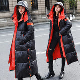 Coat Padded Warm Jacket Glossy Down Jacket Winter Women Waterproof Coat Oversized Thick Long Parkas Hooded Jaqueta