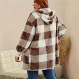 Fongt Fashion Plush Long-Sleeved Rib Hooded Loose Coat