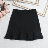 Fongt Shooting Small Lotus Leaf Side Fishtail Short Skirt Anti-Light High-Rise Thin A Word Bag Hip Skirt 8191