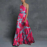 Fongt Spring Summer New Fashion Women's Print Sexy Slanted Shoulder Dress Dress Direct