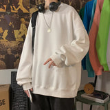 Men Harajuku Solid Color Sweatshirts Winter Y2k Casual O-Neck Oversized Pullovers Korean Hip Hop Long Sleeve Basic Clothes