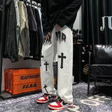 Street Cross High Street Leisure Loose Hip-Hop White Pants Jeans Men's Ins Trend-Outfit