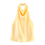 Fongt Summer New Silk Hysm Texture Hanging Neck Dress 3203317 Vatry Dress 3210317