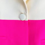 QUALITY Newest 2023 Designer Runway Set Women's Star Style Single Button Color Block Blazer Flare Pants