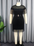 Fongt Fashion Round Collar Susleeve With Belt Dress Elegant Commute High Waist Slim Women's Dress