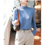 Fongt Simple Knitted Shirt Inside The Woolen Sweater Thicker Half-High Collared Shirt Sweater Women's Autumn And Winter