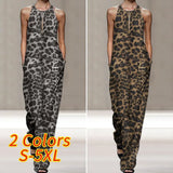 VONDA Party Rompers Women Jumpsuits Vintage Leopard Printed Playsuits OL Hollow Sleeveless Overalls Casual