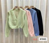 Fongt Version Of The Chic Temperament V Collar Short Knitted Cardigan Women's Spring And Autumn New Soft-Creinous Sweater Coat Thin