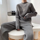 Soft Cashmere Knitted Sets Women 2021 Autumn Winter Casual Two Pieces Sweater and Pants Outfits Solid Tracksuit