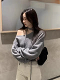 Shoulder Long Sleeve Sweater Irregular Skew Collar Ropa Mujer Feminino Sexy Pullover Womens Spring Clothing Knitwears-Outfit