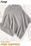 Women Versatile Knitted Scarf Solid Wraps Poncho Sweater with Buttons Autumn Winter Warm Shawl Cape