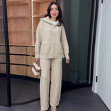 Fongt The Autumn Of 2025, The New Explosive Collar Solid Color Knitted Shirt Thick Pants Suit For Women