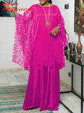 Summer Dress 2022 VONDA Vintage Lace Patchwork Party Long Maxi Dress Beach Sundress Ruffled Vestido Kaftan Robe