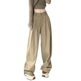 Fongt Workwear Trousers Women's Summer Thin 2025 New High-Waisted Leisure Sports Broad-Legged Trousers