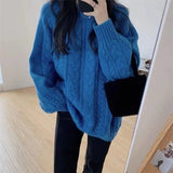 Fongt Lazy Blue Sweater Women's Autumn And Winter 2025 New Explosion Thick Cloth With Knitted Bottom Shirt