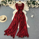 Fongt Goddess Temperament Square Sleeveless Jumpsuit Summer New Collection Skinny Loose Broad Leg Trousers