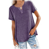 Fongt And Summer New Top V-Neck Short-Sleeved Pocket Loose T-Shirt Women-Outfit