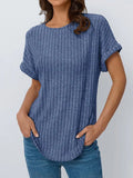 Fongt Summer Blouse Women's Short-Sleeved Shirt Casual Round-Neck Short-Sleeved T-Shirt