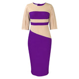 Fongt Plus-Size Women's Clothing 2025 Spring New Fashion Temperament OL Five-Sleeve Bagted Hip Dress