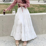 Solid Color High Waist Maxi Skirt-Outfit