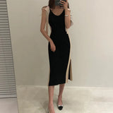Vintage Patchwork Bow Female Summer Sleeveless Knitted Retro Bottom Dress Pullovers Women Slim