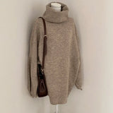 New 2021 Autumn Winter Women Sweaters Pullovers Oversized Fashionable Split Vintage Turtleneck Elegant Tops