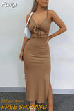 Bandage Dress Hollow Out Sexy Backless Sling Dress Elegant Party Evening Long Summer Maxi Dresses for Women