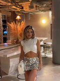 Fongt Women's Autumn And Winter Temperament Light Fashion New Party Squin Mini Skirt