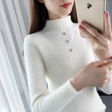 Fongt And Winter Half High Collar Button Thick New Foreign Style Jacket Sweater Imitation Mink Wool Coat Female Bottom Shirt-Outfit
