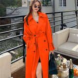 Fongt Women's Long-Term 2025 Spring And Autumn Black Korean Version Of Large-Size Small Man Popular British Wind Coat Over The Knee Coat