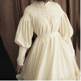Fongt Maid COS Suit New Loose Button Collar Lace Lantern Sleeve Decoration Lolita