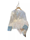 Chinese Style White Shirt 2024 Spring Style Women's Wear New Long-Sleeved Jacquard Chinese Style Ancient Dress Plate Button Acetic Acid Blouse-Outfit