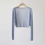 Fongt Silk Knitted Jersey Coat Women's Summer Shawl Spring With Thin Shoulder Air-Conditioning Shirt Short