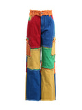 Fongt Trendy Personality Loose Pants 2025 Autumn New Splicing High-Waisted Wide-Legged Jeans Woman