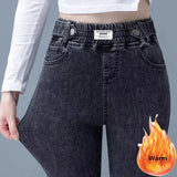 Thicken Skinny Denim Pencil Pants Women Casual Plush Velvet Lined Warm Jeans New High Waist Korean Warm Stretch